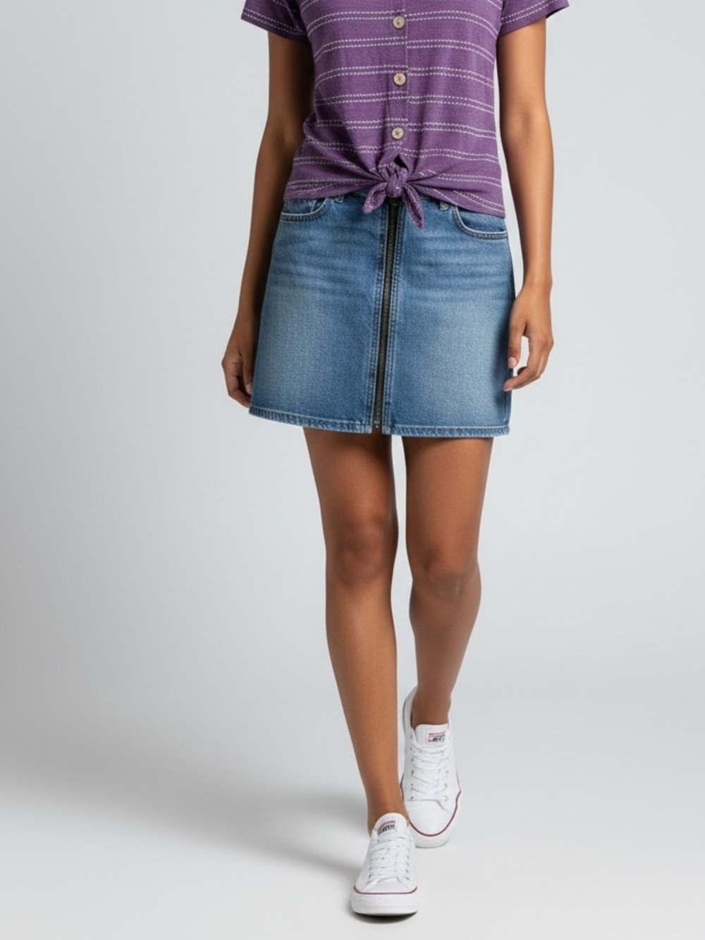 We The Free Zip it Up Denim Skirt Size 26
